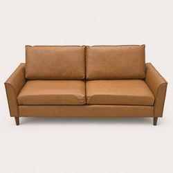 NEW Camel Brown Leather-Look Sofa