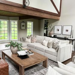 Like-New LoveSac Sactional Sofa – 5 Seats, 5 Sides in Beechwood Chenille – 50% Off Retail!