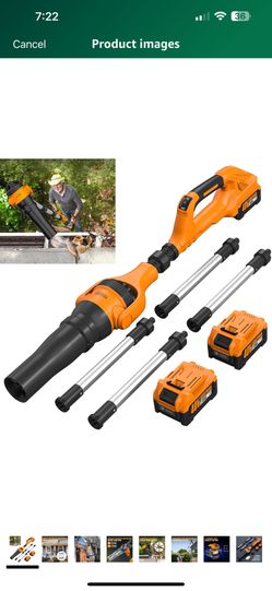 Roof Gutter Cleaning from The Ground, 40V Leaf Blowers Cordless, 580CFM/180MPH with 2 Batteries and Charger, Brushless 2-Speed Motor for Gutter Cleani