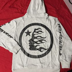 Hellstar Chest Logo Grey Hoodie Size L & M