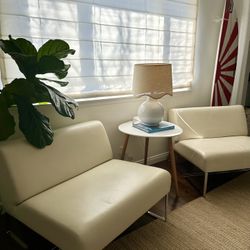 Malerba Italian Designer Leather Lounge Chairs - Made in Italy - Pair