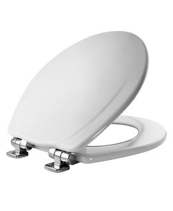 Mayfair Chrome Slow Close Round Closed Front Toilet Seat in White