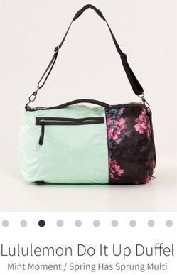 new Lululemon Do It Up laptop gym Bag travel Tennis Cheer Pickelball Yoga Pilates Duffel PASTEL GREEN RARE summer vacation Travel Crossbody Floral
