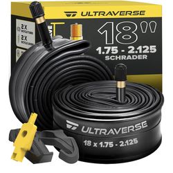 Ultraverse 18” Bike Inner Tube 18 x 1.75–2.125 with Schrader Valve – Replacement Rubber Tube for Kids Bikes, BMX & Cruiser
