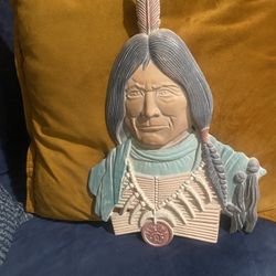 Vintage 1970's Cast Iron Native American Indian Wall Art