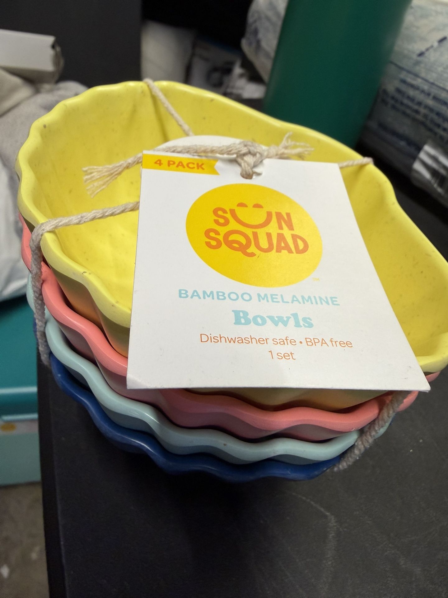 Sun Squad Bamboo Melamine Shell Snack Set Of 4