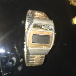 Vtg Armstrong Gold Tim Digital  Watch 