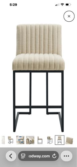 Indulge Channel Tufted Fabric Counter Stool