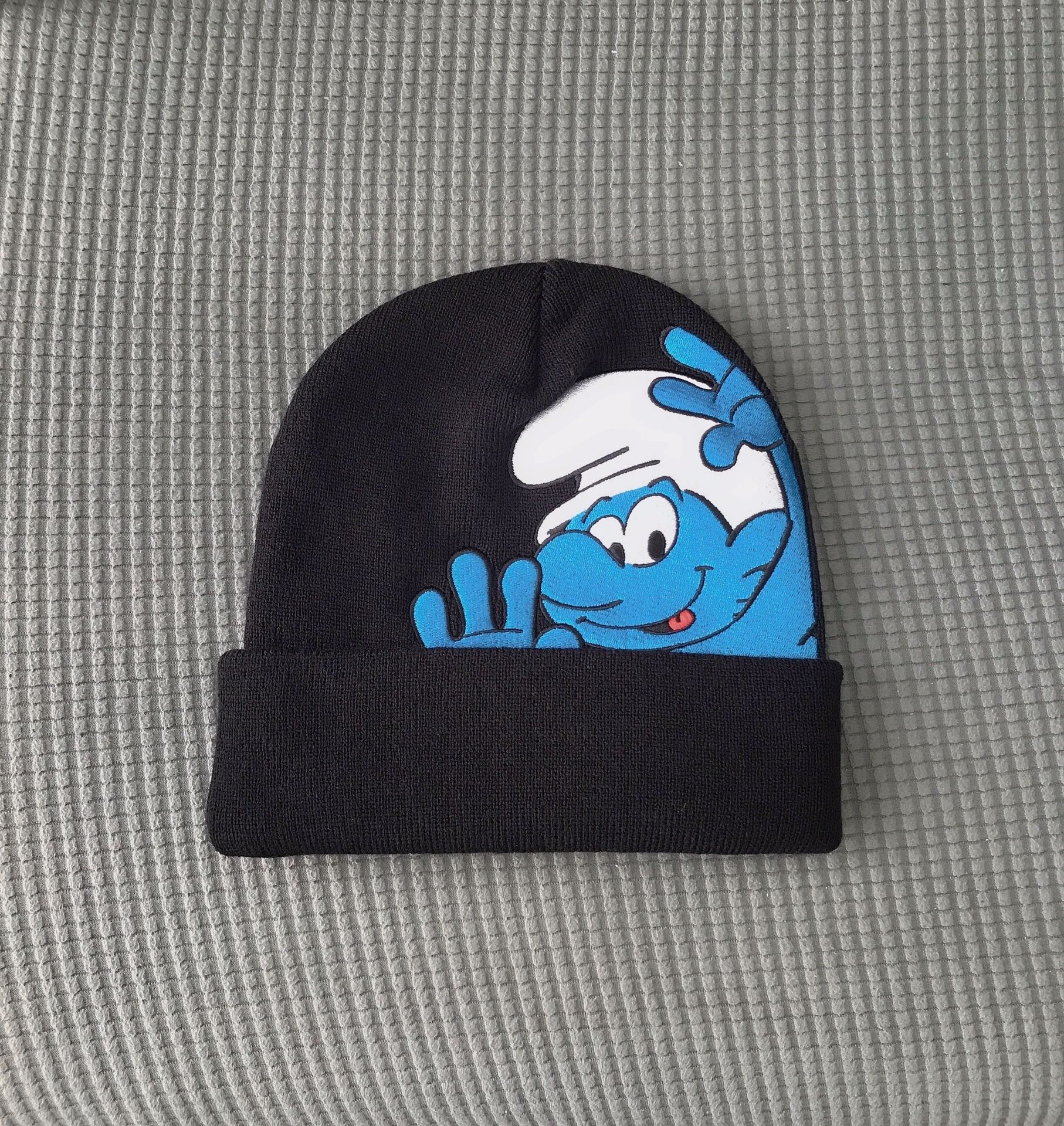 Black supreme smurfs unisex beanie