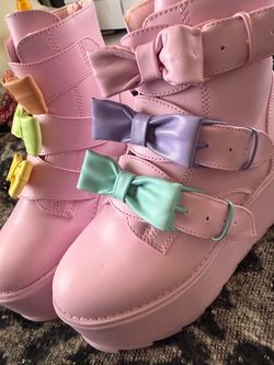 Pink Platform Rave Ankle Boots