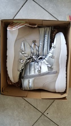 Tommy hilfiger boot shoes women gray silver white size 10us 42 eur