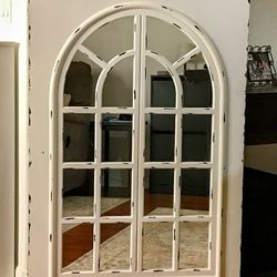 Crestview Collection solid wood large arched vintage farmhouse mirror