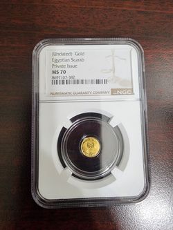 6- 1/200th oz Gold Egyptian Scarab MS70 Coins