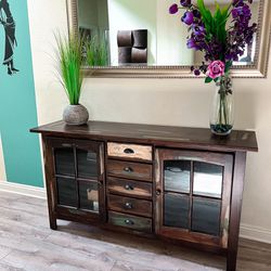 Reclaimed Wood Like Rustic Finish Sideboard/Entryway Console/Buffet Table  
