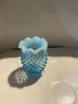 Vintage Fenton Blue Hobnail Vase