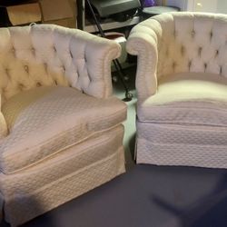 2 Cream Bucket Chairs