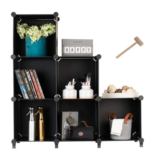 Black DIY 8 Cube Storage Organizer Modular Storage Cube Bookshelf