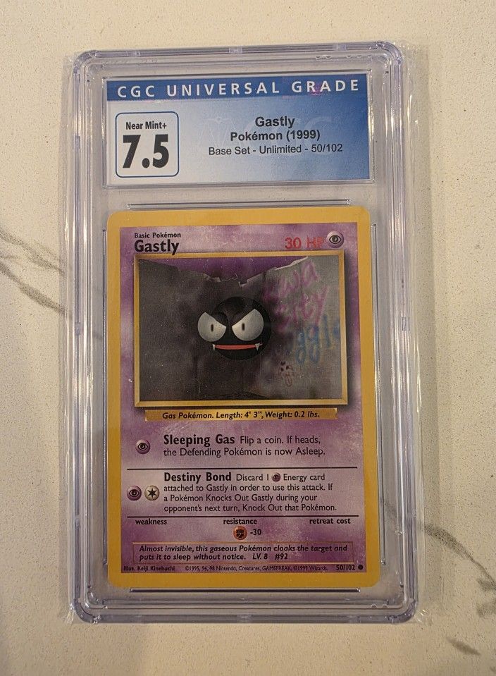 CGC 7.5 NM+ Gastly 50/102 Base Set Pokemon Card Graded psa bgs