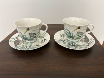 Cute Bird Pattern Teacups and Saucers Set
