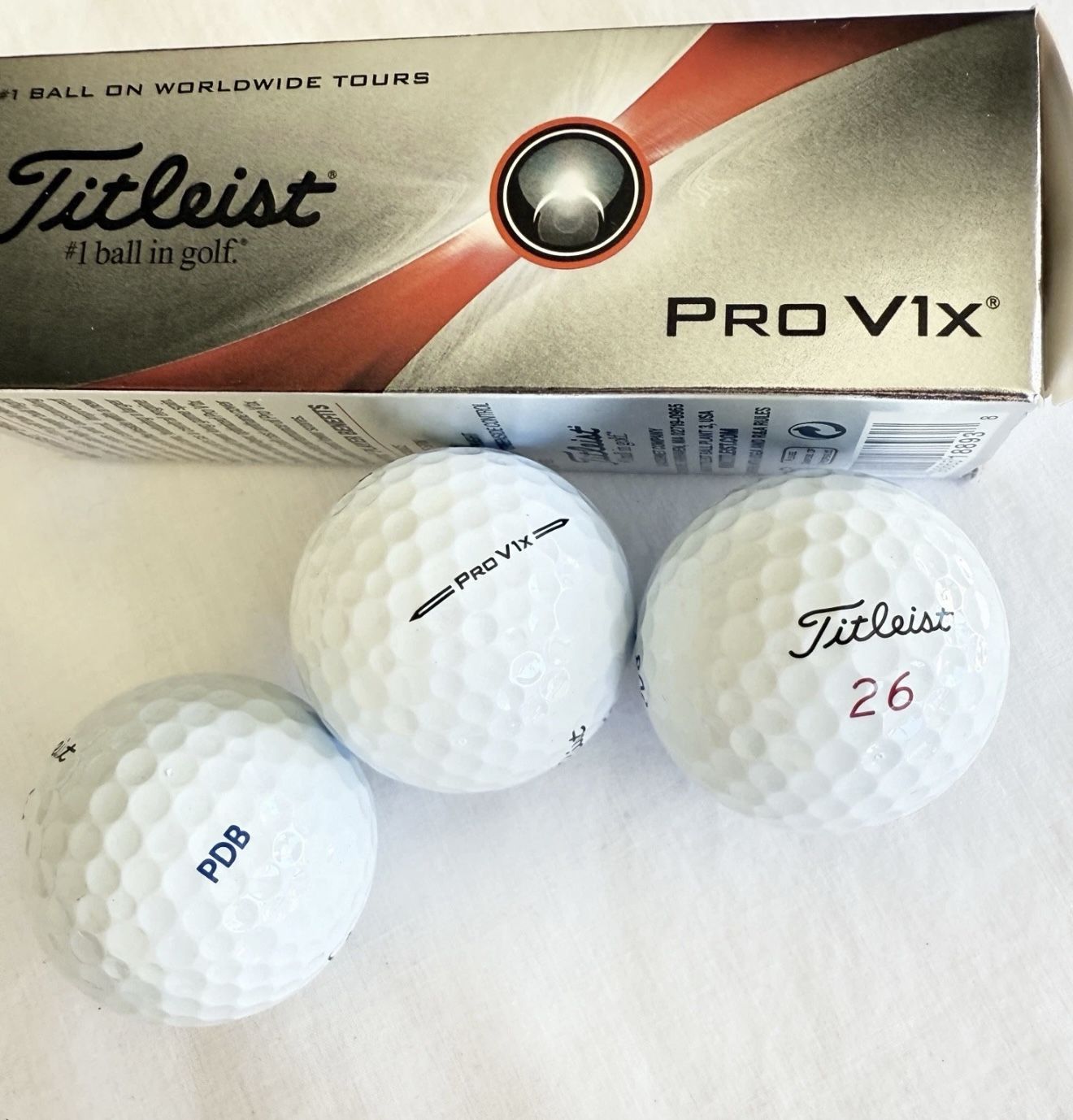 Titleist Pro V1x golf ball Sleeve Custom Number 26 Golf Balls PDP Unused 3 Balls