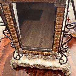 Vanity Mirror - 10 X7 Gold-bronze-blue-distressed 