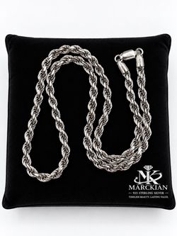 925 Sterling Silver Diamond Cut Rope Chain Men’s Necklace Size 22”