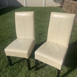 Set Of Two White Vinyl Chairs