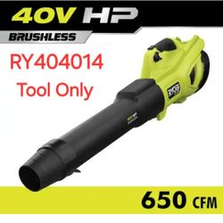 RYOBI
40V HP Brushless Whisper Series 160 MPH 650 CFM Cordless Battery Leaf Blower (Tool Only)