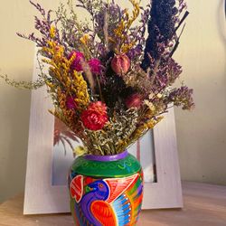 Curated Colorful vase with Bouquet Of dried flowers