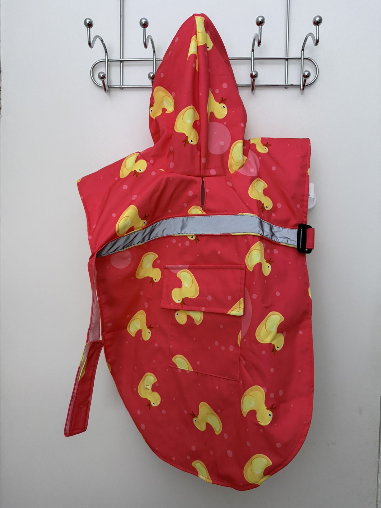 Dog Raincoat Size Large- Bright Pink With Yellow Ducks