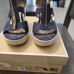Michael Kors Damita Wedge Navy Canvas 