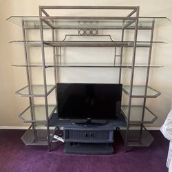Custom Made Metal And Glass Shelving 