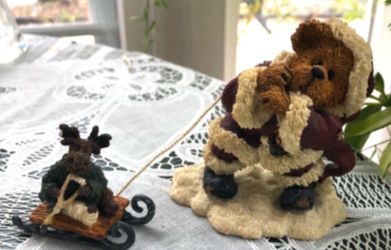 Boyds Bears Bearstone Figurine "S.C. Kringlebear & Lil Blitzen... Crash Landing" (#228389)