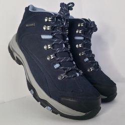 SKECHERS Trego Alpine Trail Hiking Boots Suede Navy Blue SN167004 Women Size 9.5