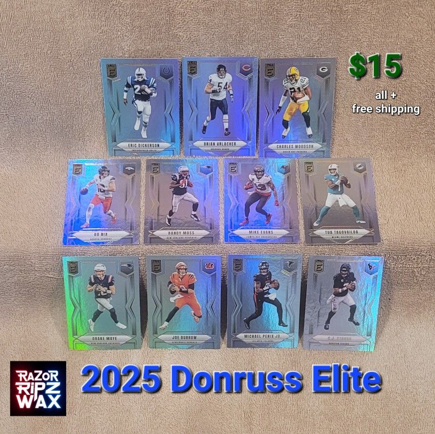 **$15 FOR ALL FREE SHIPPING** 2025 DONRUSS ELITE NFL FOOTBALL TRADING CARDS * BASE STARS VETS HOF