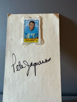 SIGNED PETE JAQUESS 1969 TOPPS FOOTBALL Mini CARD AUTOGRAPH - BRONCOS.