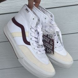 Vans Crockett High White Red PopCush Skate Shoes Sneakers Men's Size: 8 NEW