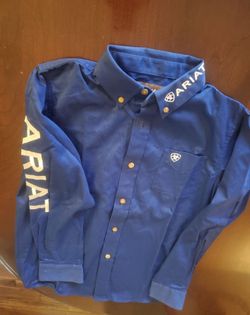 Ariat Boys' Solid Twill Team Logo Long Sleeve Button-Down Western Shirt