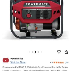Powermate PM3800 3,800-Watt Gas-Powered Portable Open Frame Generator 