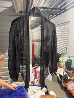 Black Sheer Open-Front Cardigan