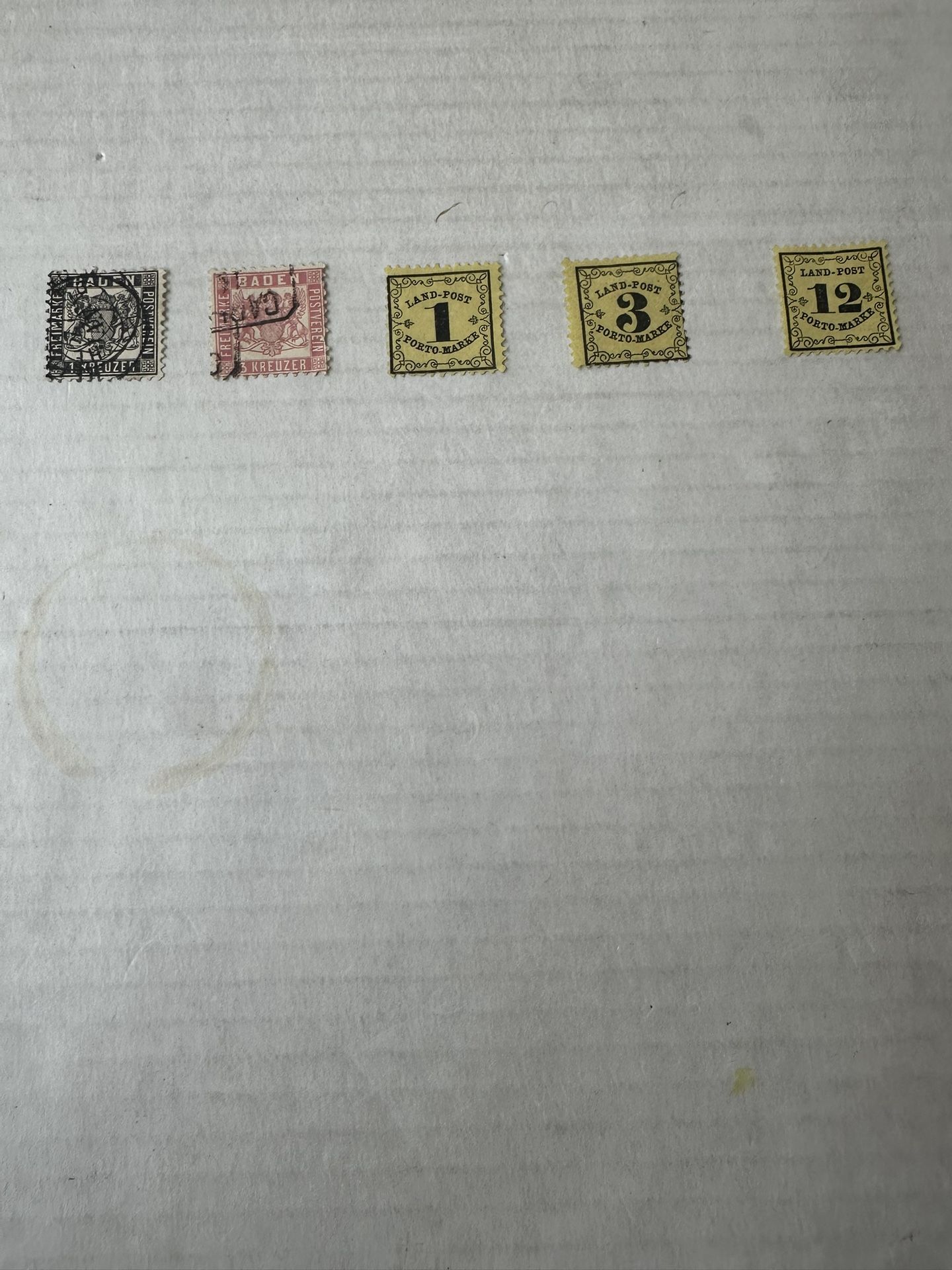 Baden German Stamp Group Of 5 Included 3 Land Post Stamps