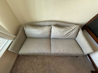 Modern Deep-Seat Gray Upholstered Sofa