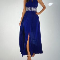 R & M Richards Beaded Gown Royal Blue Size 16