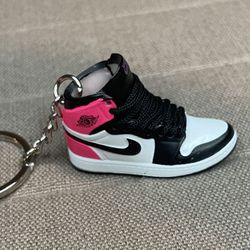 3D Jordan 1 Keychain White/black/pink