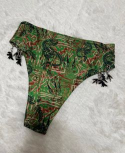 New small green Dino festival rave raver boho bikini bottom shorts swimsuit