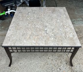 Marble Top Coffee Table – 36”x36”x19” – Elegant & Heavy – Metal Frame
