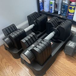 Lifepro Adjustable Dumbbells Set - 5in1-15lb 25lb 43lb 55lb weights Set of 2 with Rack - Used once