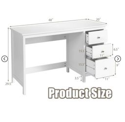 Computer Desk Study Writing Desk Home Office Workstation with 3 Drawers 