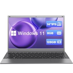 Laptop Computer, 8GB RAM, 128GB SSD, J4005 Processor Laptop, 14 inch Full HD IPS Display Laptop Computers, 11 Pro, Support 2.4G/5G WiFi, Bluetooth 4.2