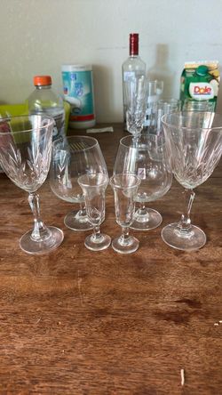Mixed Crystal Cut Glass Stemware Set